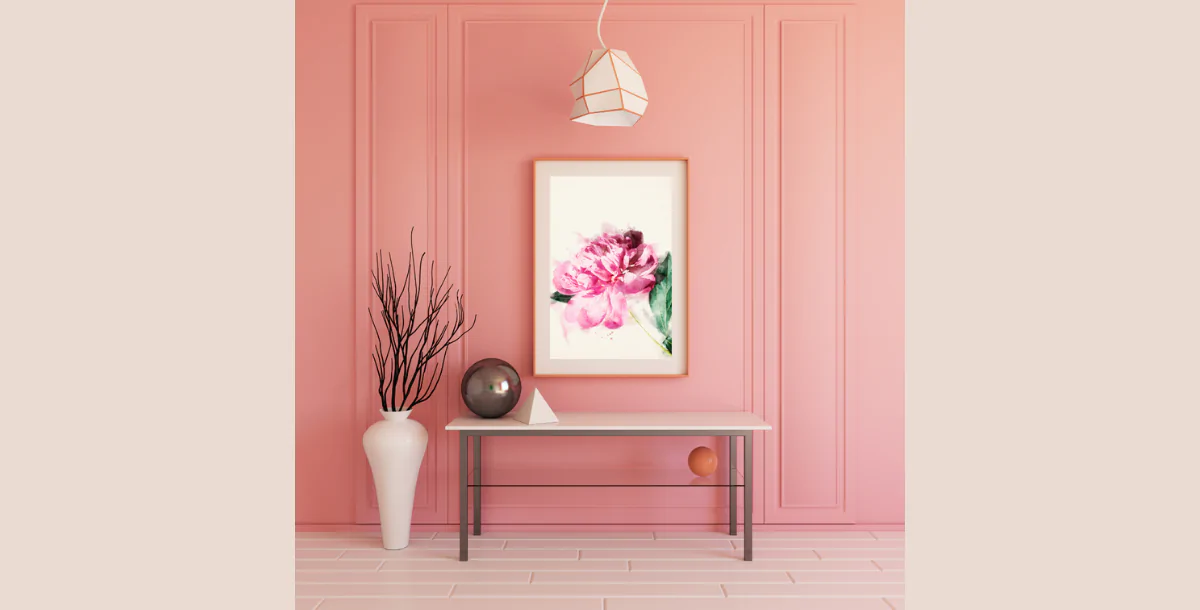 Floral Wall Art Mockup – Elegant Pink Room Interior Scene