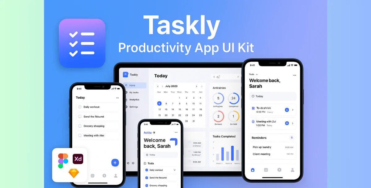 Title: Taskly – Productivity App UI Kit