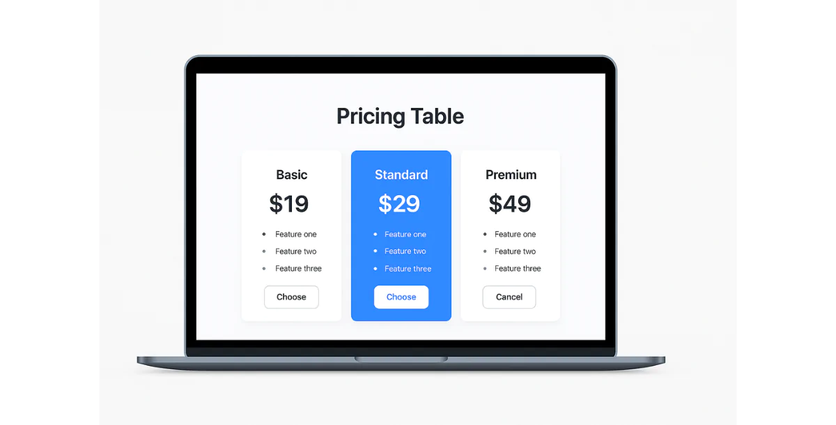 Pricing Table Widget – Modern Price Comparison