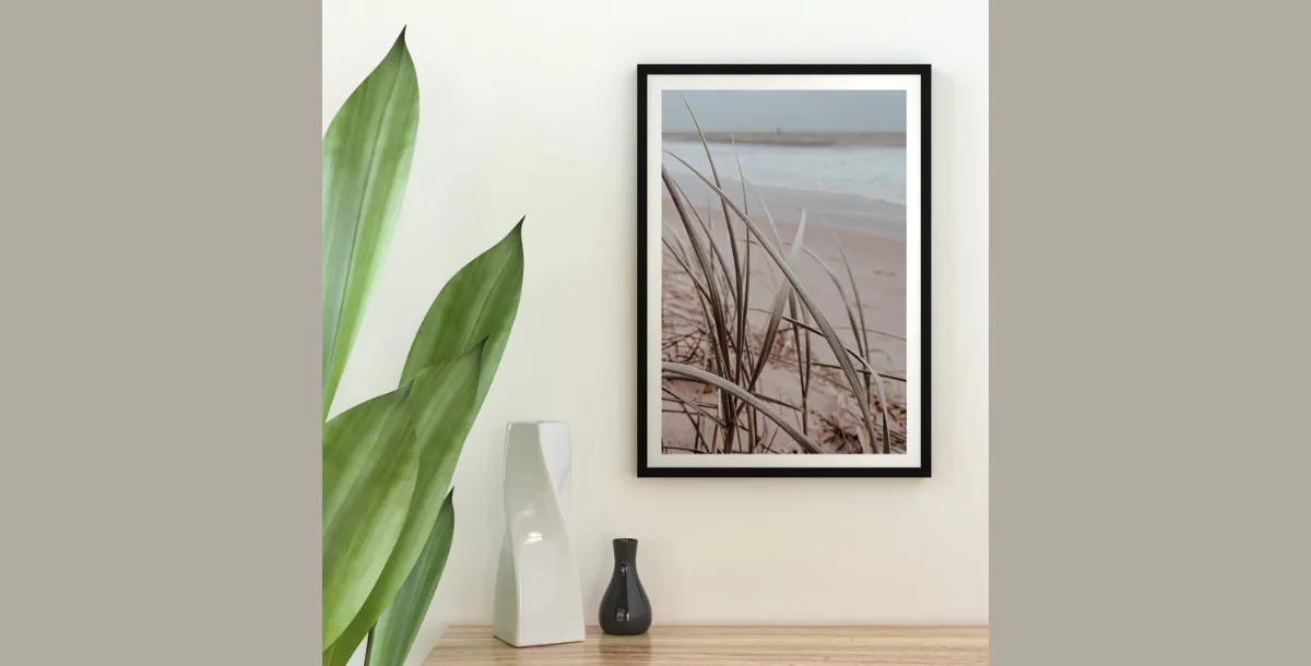 Minimal Wall Frame Mockup – Natural Decor Scene with Plant