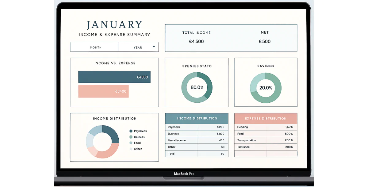 Income & Expense Tracker Excel Template · Monthly, Annual & Custom Dashboards