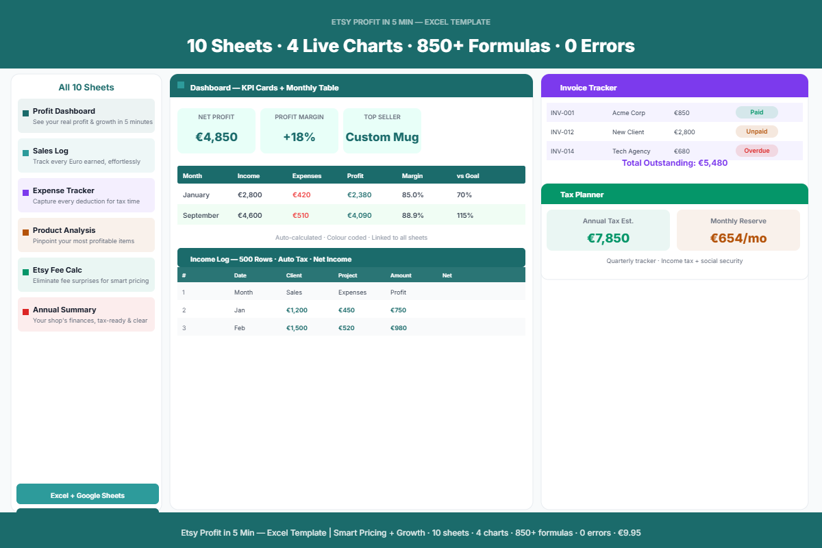 Etsy Profit in 5 Min — Excel Template | Smart Pricing + Growth