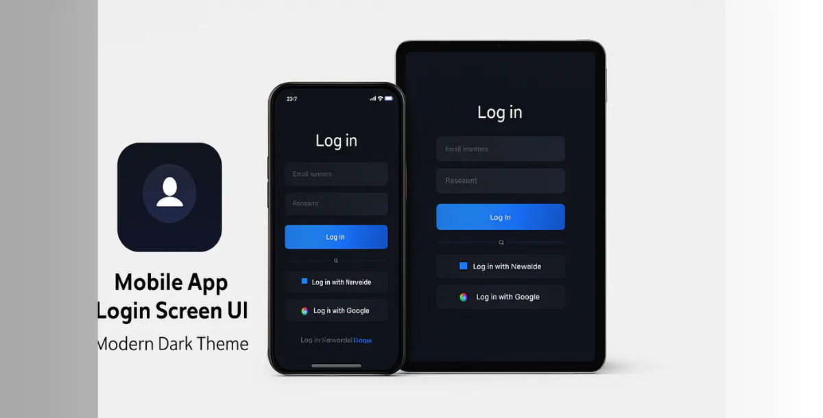 Mobile App Login Screen UI – Modern Dark Theme