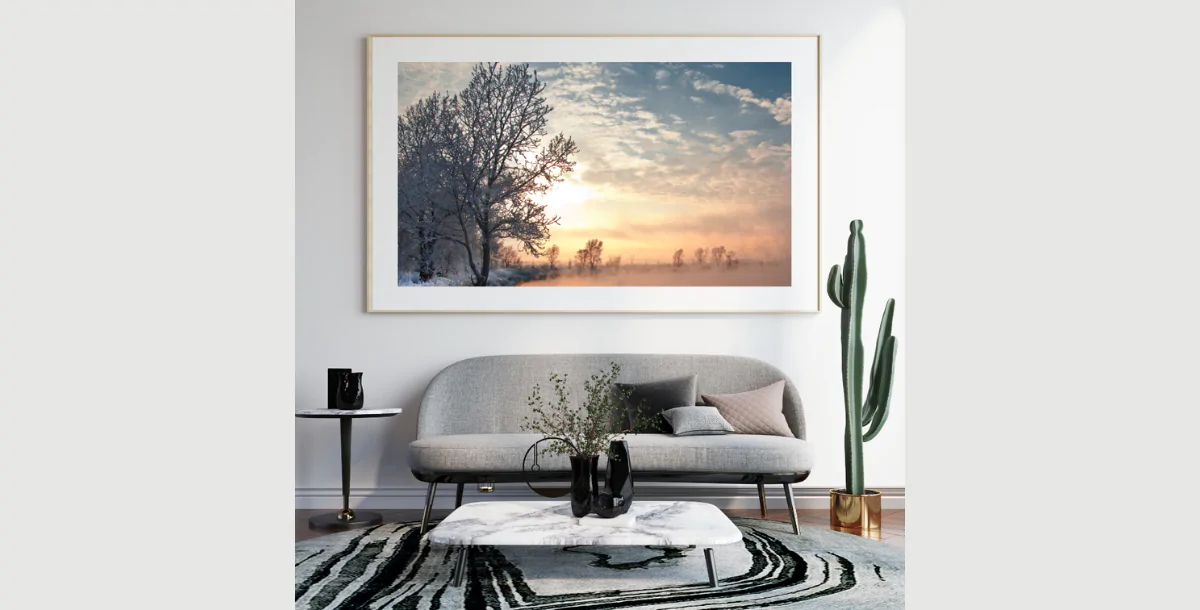 Modern Living Room Wall Art Mockup – Large Horizontal Frame