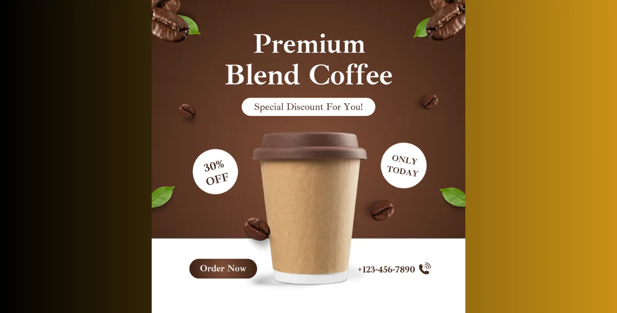 Premium Blend Coffee – Café Promotion Canva Template
